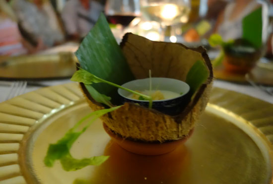 denise carr de chefs table course one coconut gazpacho