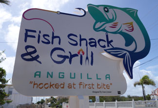 anguilla restaurant fish shack and grill sign