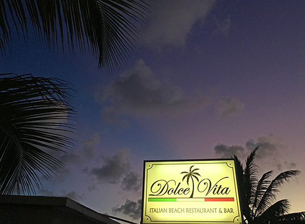 dolce vita sign and anguilla night sky