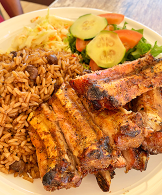 Ribs With Rice & Peas Anguilla restaurant, Johnno's