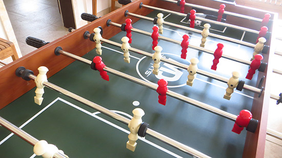 the foosball table in kiki villa