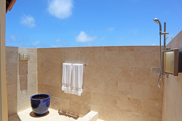 luxurious outdoor shower at villa soleil