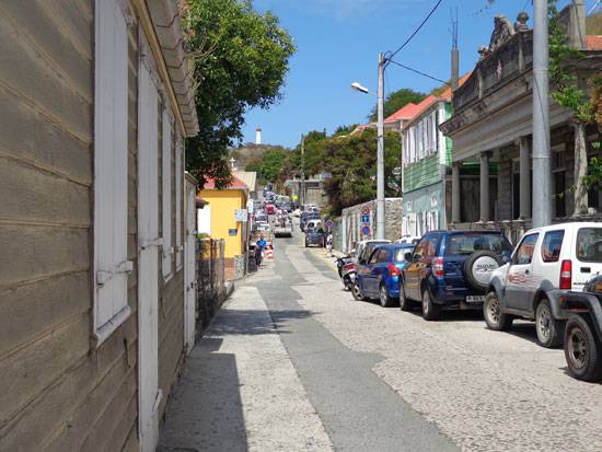 St Barths Gustavia with buildings along main street Rue de la