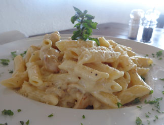 Anguilla food, Anguilla restaurants, Poker's Plank, pirate theme, kid-friendly, Anguilla lunch, Anguilla dinner, chicken pasta