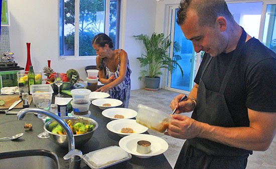 marc forgione preparing dinner inside tequila sunrise villa