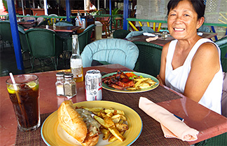 mom eating lunch at roys