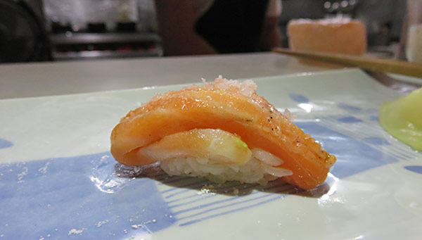 salmon with ginger sushi