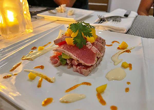 Seared Ahi Sashimi Tuna Tower at SALT Restaurant & Bar at The Morgan Resort & Spa